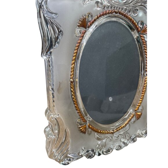 Vintage Ornate Clear Glass Gold Rope Oval Photo Frame 11.5"x8" SKU 9341 - Picture 3 of 13
